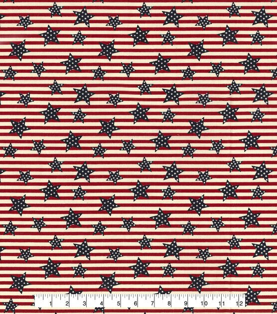 Fabric Traditions Tossed Stars On Stripes Patriotic Cotton Fabric, , hi-res, image 2