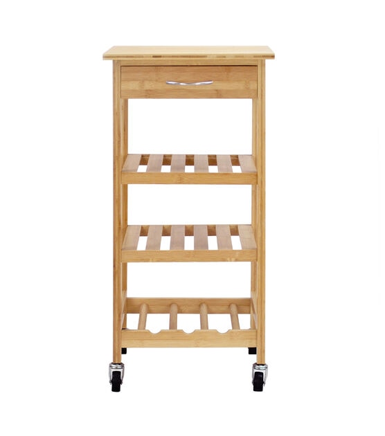 Oceanstar 14.5" Bamboo Kitchen Trolley, , hi-res, image 3