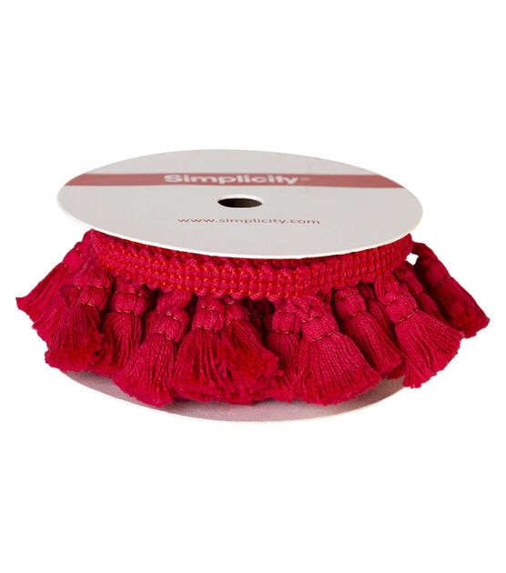 Tassel Fringe Red Trim 1 1/4 x 6ft - Apparel Trims - Fabric