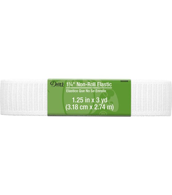 Dritz 1-1/4" Non-Roll Elastic, White, 3 yd