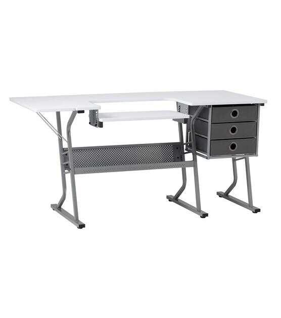 Studio Designs Eclipse Ultra Steel Sewing Machine Table Gray & White, , hi-res, image 1
