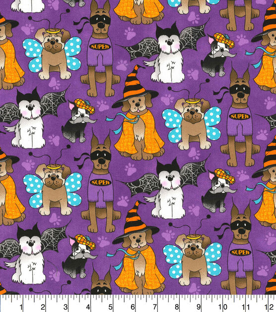 Fabric Traditions Dog Costume Party Purple Halloween Cotton Fabric