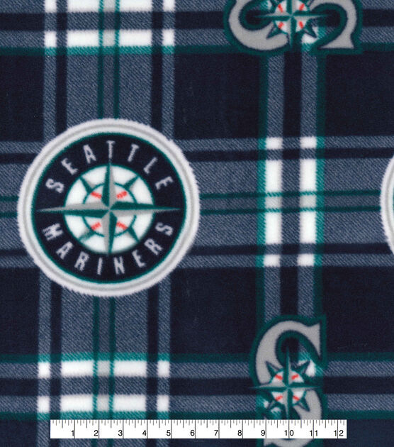 Fabric Traditions Seattle Mariners Fleece Fabric Plaid, , hi-res, image 2