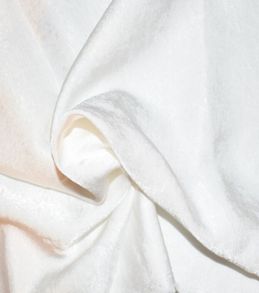Silky Sanded Satin Fabric, White, swatch