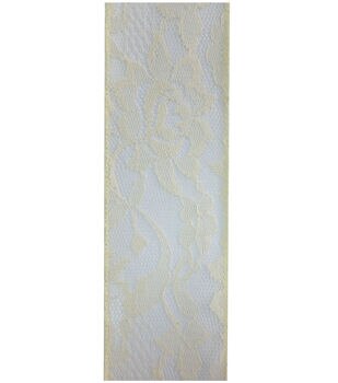 Decorative Ribbon 2.5''x15' Lace Ribbon White