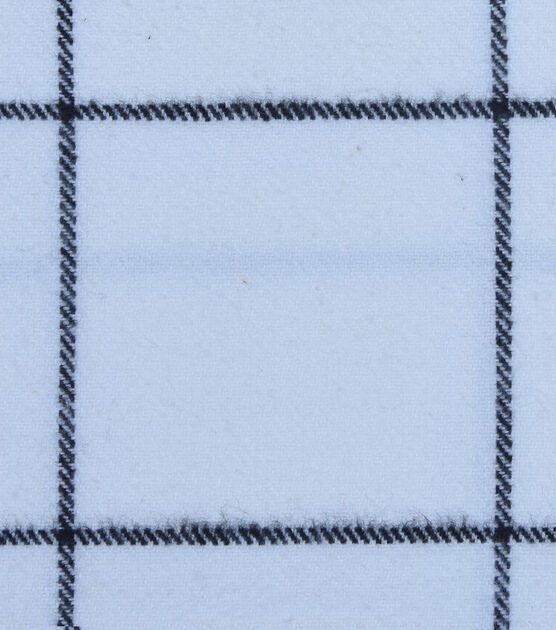 White Windowpane Brushed Cotton Fabric, , hi-res, image 2