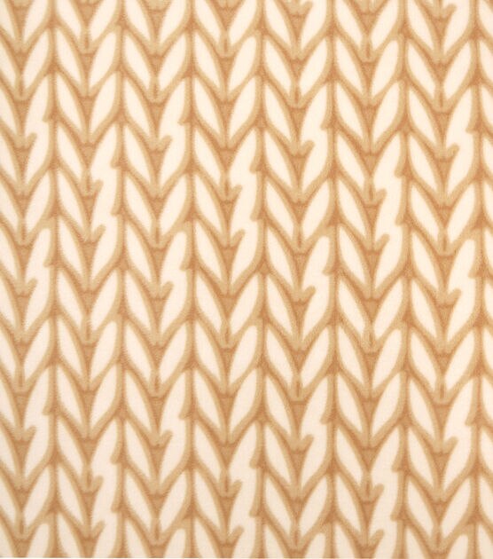 Tan Sweater Knit Pattern Anti Pill Fleece Fabric, , hi-res, image 1