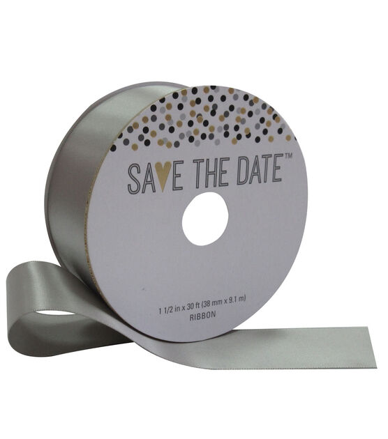 Save the Date 1.5'' X 30' Ribbon Gray Satin
