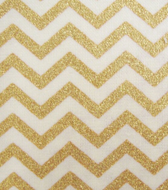 Cream & Gold Chevron Quilt Glitter Cotton Fabric by Keepsake Calico
