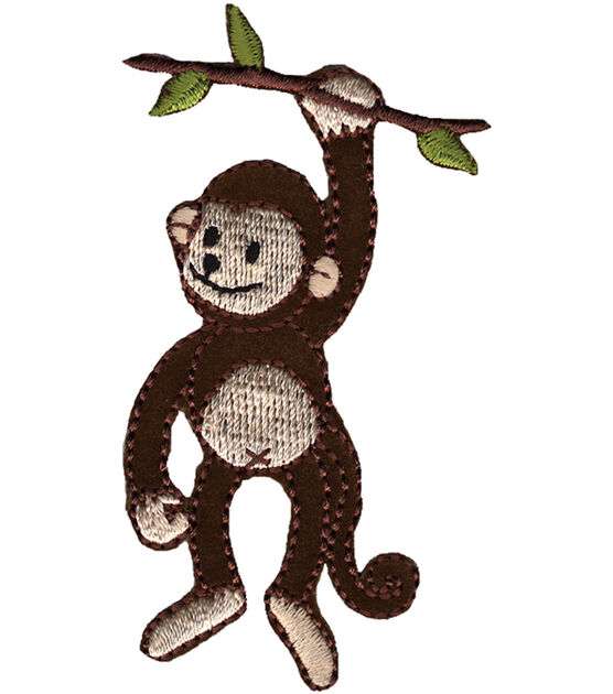 Wrights 2" x 3" Monkey on Branch Iron On Patch