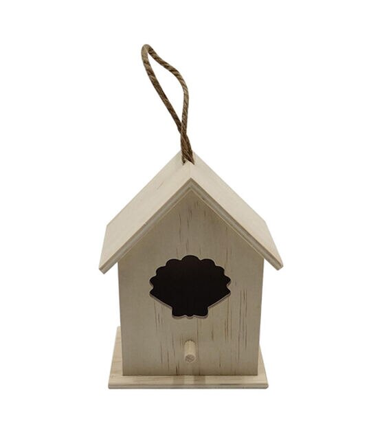 5" Unfinished Wood Birdhouse With Seashell Cutout by Park Lane, , hi-res, image 2