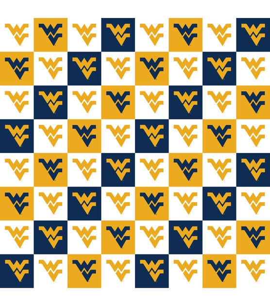 West Virginia University Mountaineers Cotton Fabric Collegiate Check