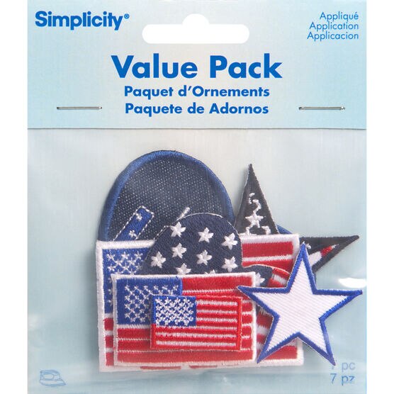 Simplicity 7ct Patriotic Iron On Patches