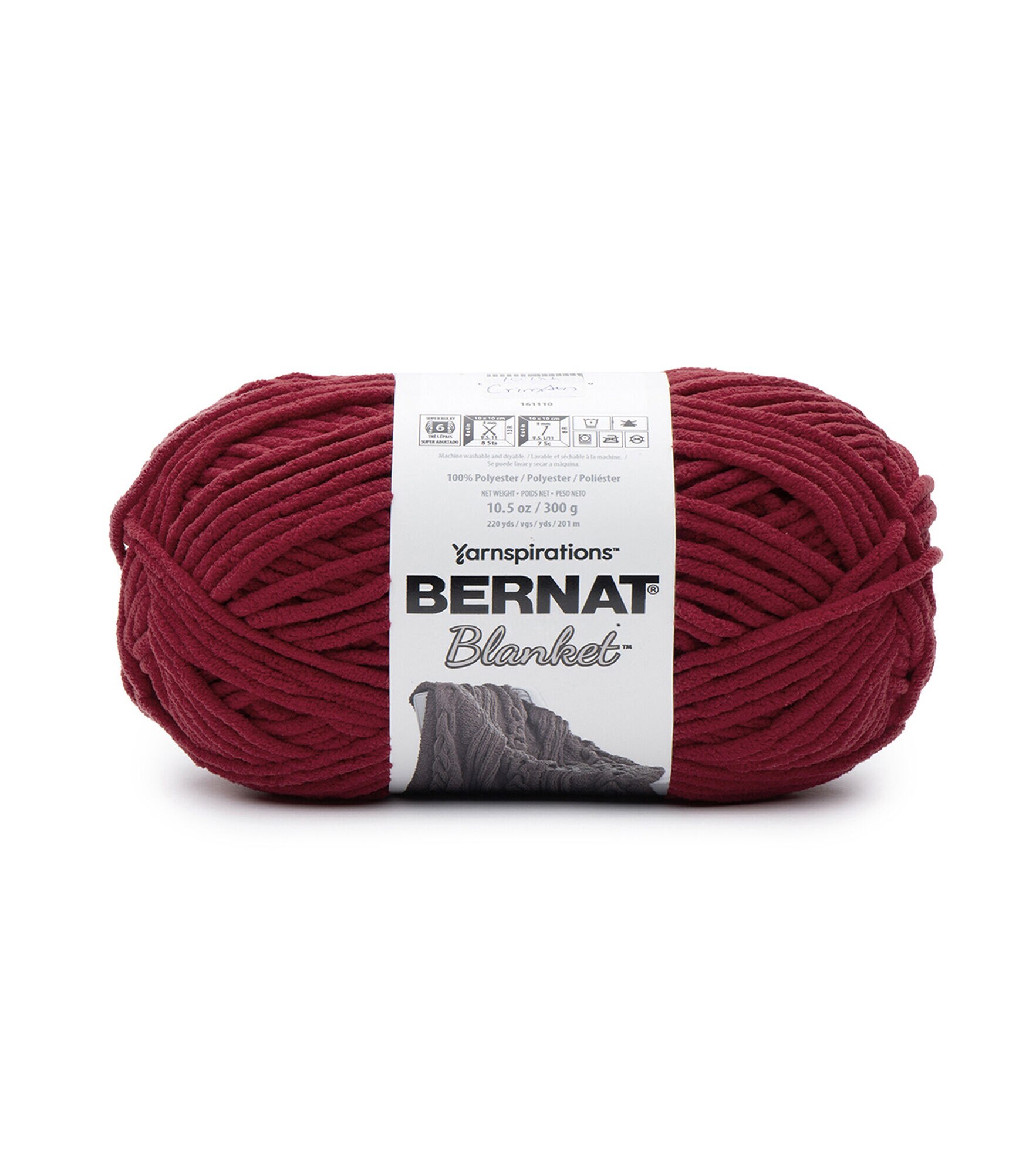 Bernat Big Ball Blanket 220yds Super Bulky Polyester Yarn, Crimson, hi-res