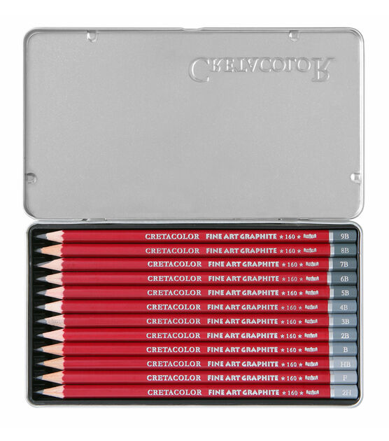 Cretacolor Fine Art Graphite Tin Set, Red Graphite Pencil Tin Set of 12, , hi-res, image 1