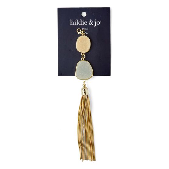 Gold Tassel With Yellow & Ivory Stones by hildie & jo