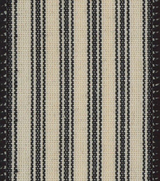 Offray Fabric Ribbon 2 1/4"x9' Black & Cream Stripe