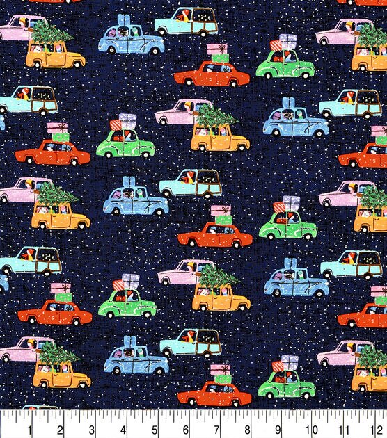 Travels on Blue Christmas Cotton Fabric