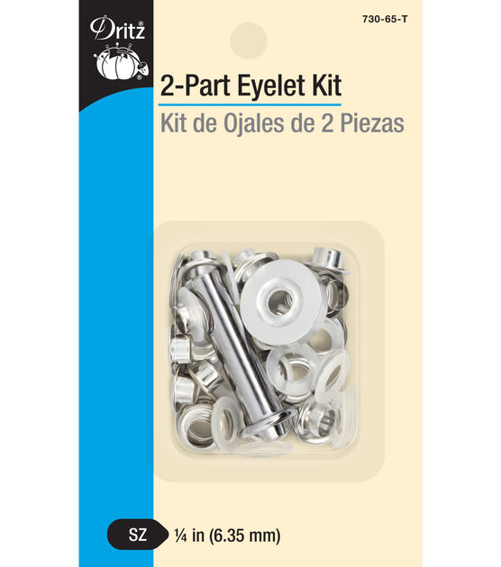 Dritz 1/4" 2-Part Eyelets & Tools, 15 Sets, Nickel