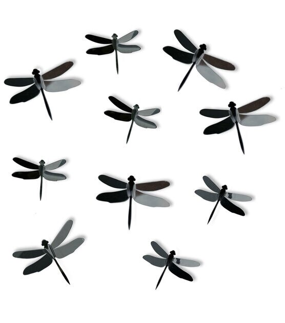 3D Gray Dragonflies Peel & Stick Mirrors Wall Decals