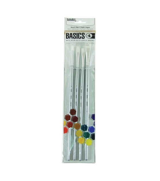 Liquitex Basics Nylon Acrylic Brush Set-4PK/Long Handle