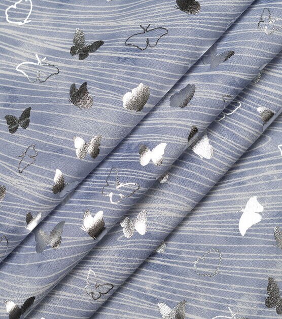 Butterflies on Blue Quilt Foil Cotton Fabric by Keepsake Calico, , hi-res, image 2
