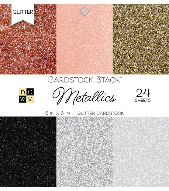 DCWV 24 Sheet 6" x 6" Metallic Glitter Cardstock Pack