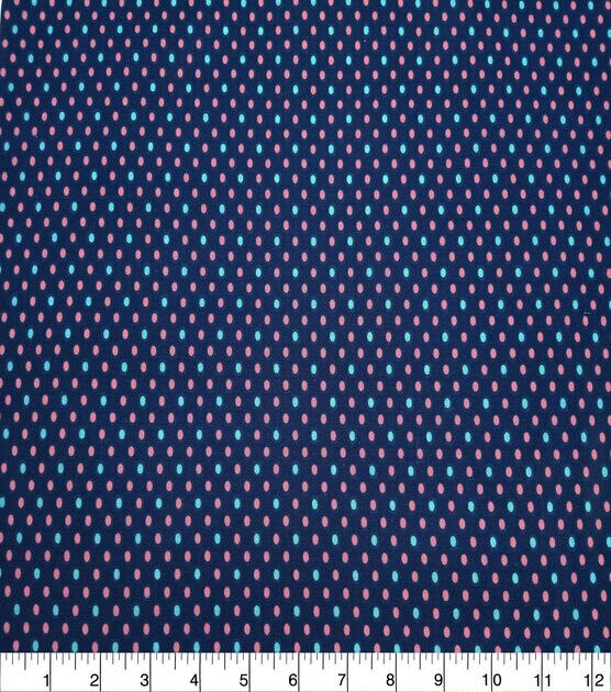 Pink Dots on Navy Quilt Cotton Fabric by Quilter's Showcase
