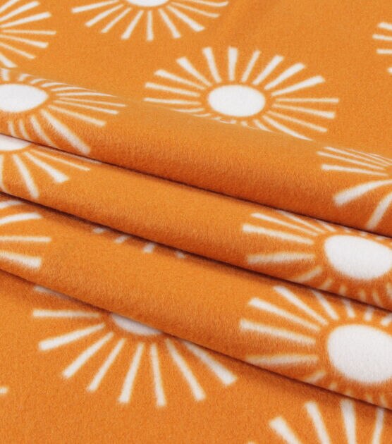 Suns on Mustard Blizzard Fleece Fabric, , hi-res, image 2