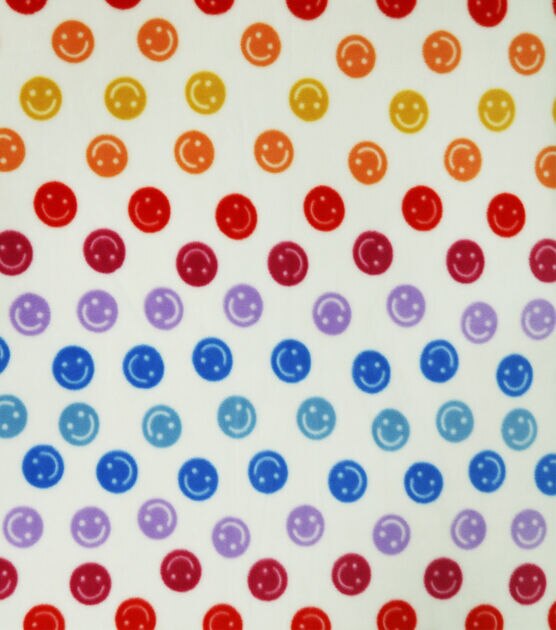Multicolor Smiley Faces Anti Pill Fleece Fabric