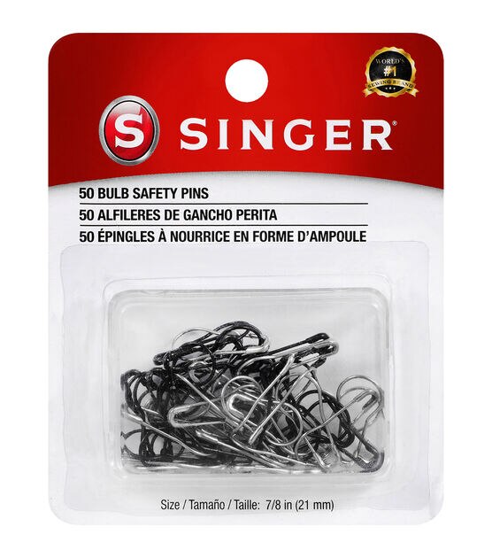SINGER Bulb Safety Pins, Size 7/8", Set of 50