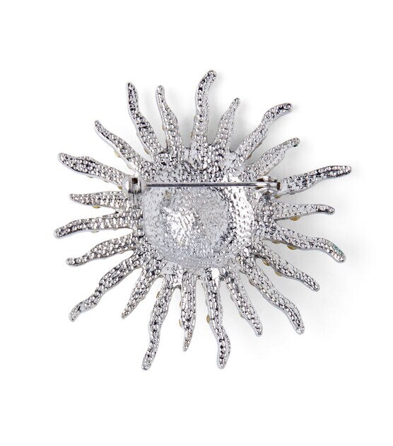 2" Silver & Clear Crystal Sunburst Pin by hildie & jo, , hi-res, image 3