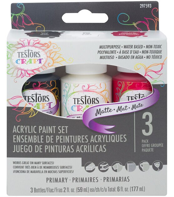 Testors Acrylic Paint Set - Primary - 6 Colors