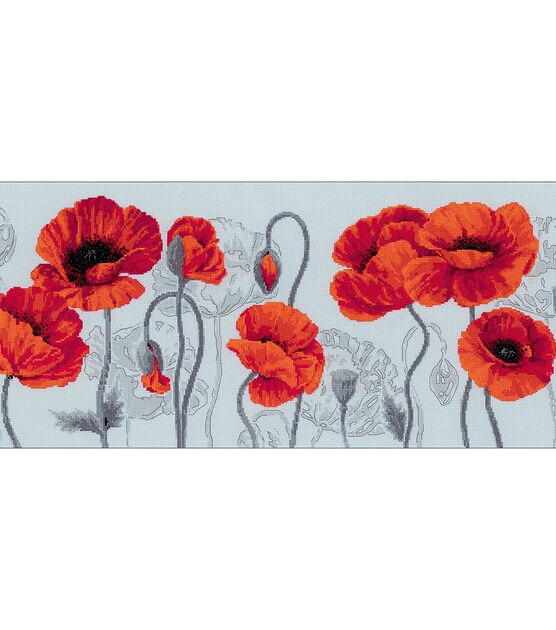 RIOLIS 27.5" x 12" Poppies Counted Cross Stitch Kit