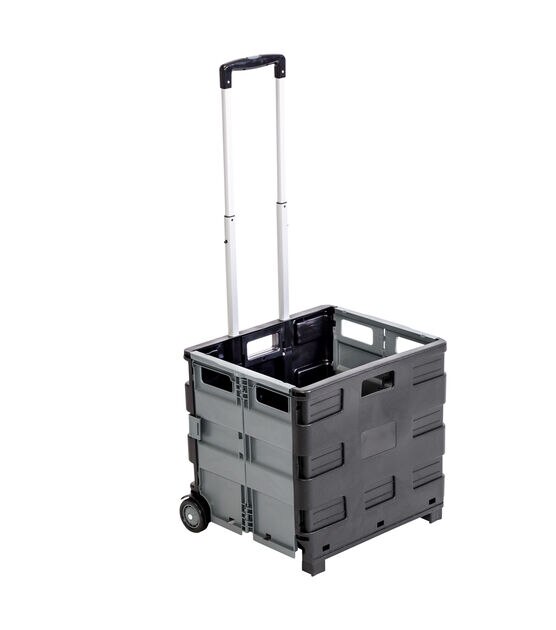 Honey Can Do 18" x 39" Gray Foldup Rolling Utility Cart With Handle, , hi-res, image 4