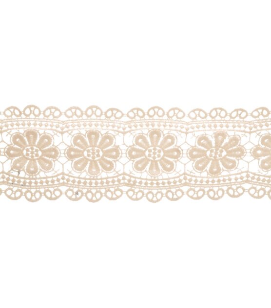 Simplicity Embroidered Scalloped Floral Trim Natural