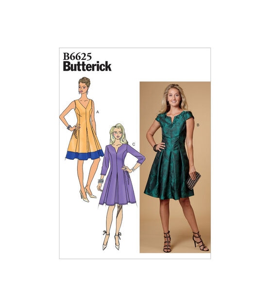 Butterick B6625 Size 14 to 22 Misses Petite Dress Sewing Pattern