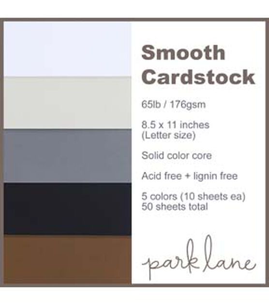 50 Sheet 8.5" x 11" Neutral Solid Core Cardstock Paper Pack by Park Lane, , hi-res, image 4