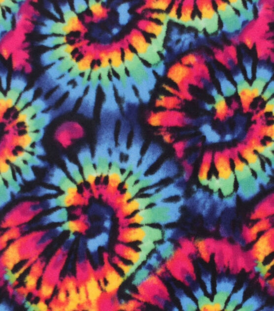 Multicolor Tie Dye Exploded Spirals Anti Pill Fleece Fabric, , hi-res, image 2