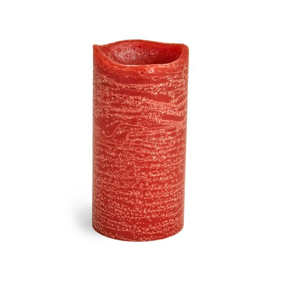 Flameless Pomegranate Scented LED Rustic Pillar Candle 3''x6'' Currant, , hi-res, image 2