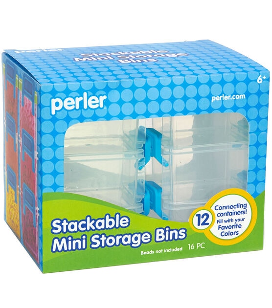 Perler 12pk Mini Rectangle Stackable Storage Bins