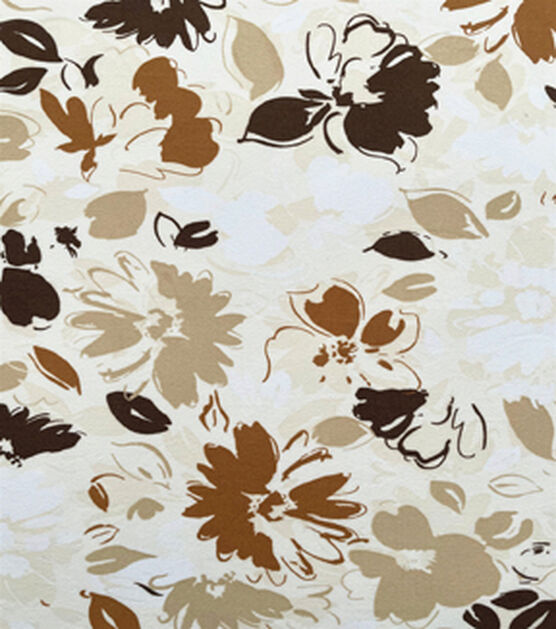 Cream Brown Large Floral Jersey Knit Fabric