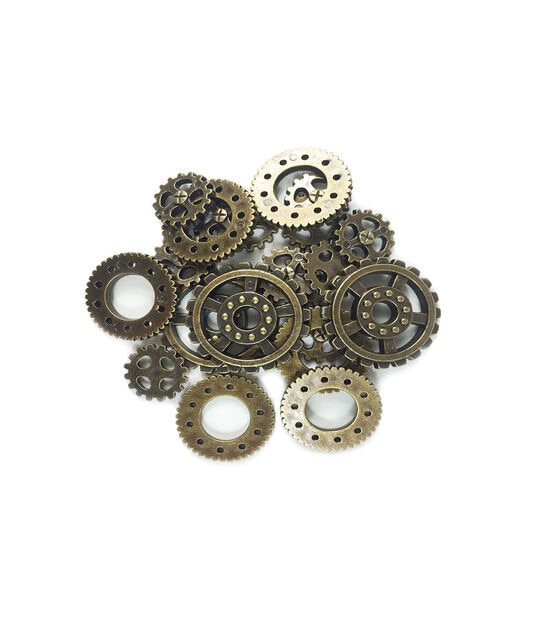 Steampunk 1 1/4" Antique Gold Gears Embellishments 20ct