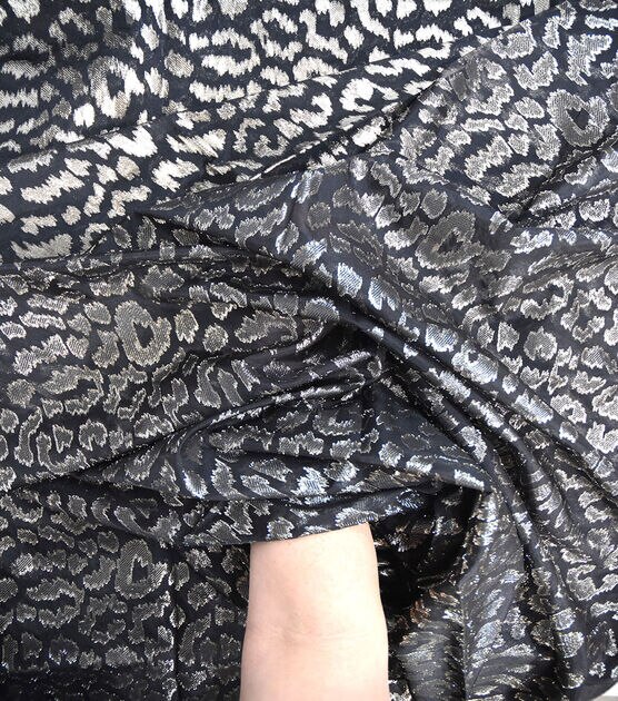 Cheetah Burnout Brocade Black Apparel Fabric, , hi-res, image 6