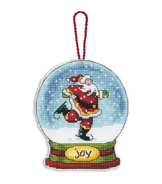 Dimensions 4" x 4.5" Joy Snow Globe Counted Cross Stitch Kit
