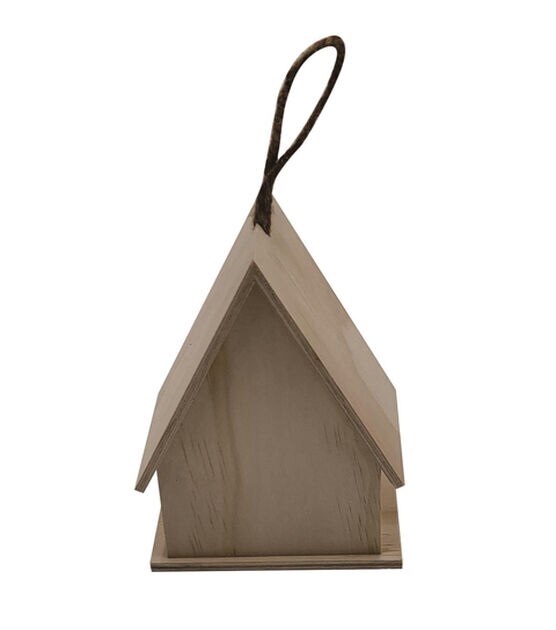 5" Unfinished Wood Birdhouse With Fence by Park Lane, , hi-res, image 3