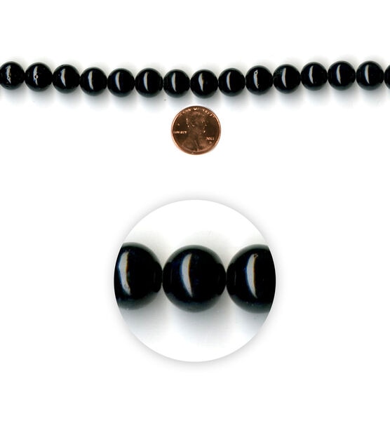 7" Black Round Stone Strung Beads by hildie & jo