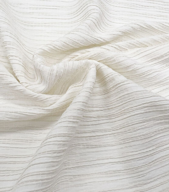 Cream Pleated Crepe Silky Fabric, , hi-res, image 2