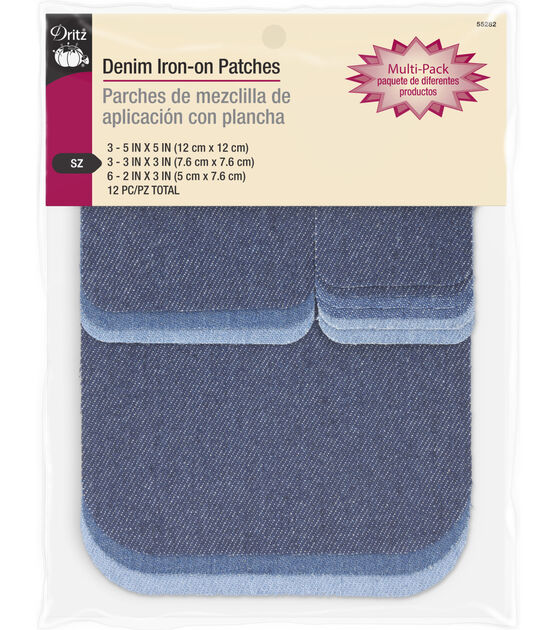 Dritz 12ct Assorted Denim Iron On Patches