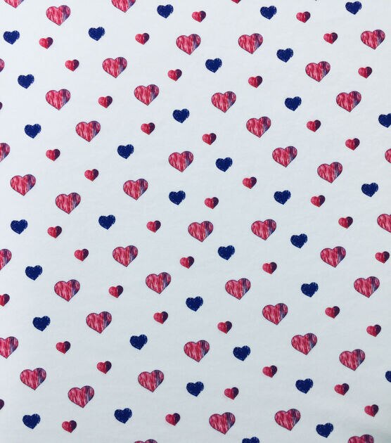 Hearts on Cream Cotton Interlock Knit Fabric by POP!